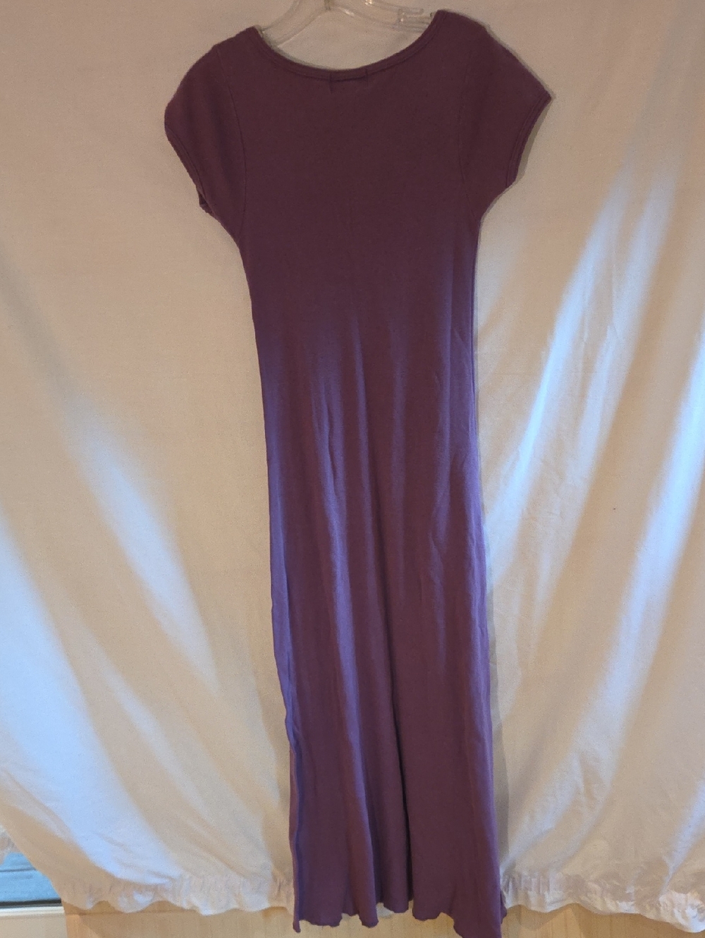 Contempo V-Neck Purple Maxi Dress, Short Sleeve - Picture 6 of 8
